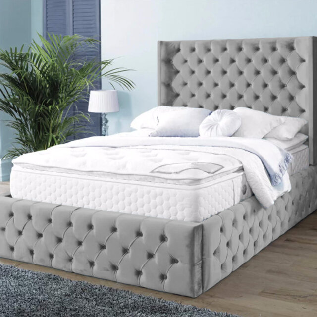 Buckingham Chesterfield Velvet Upholstered Bed Frame - Deep Button, Sprung Slats