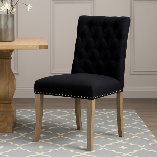 Bronstein 52cm H Tufted Linen Upholstered Side Chair