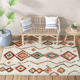 Allensville High Pile Moroccan Diamond Cream Rug
