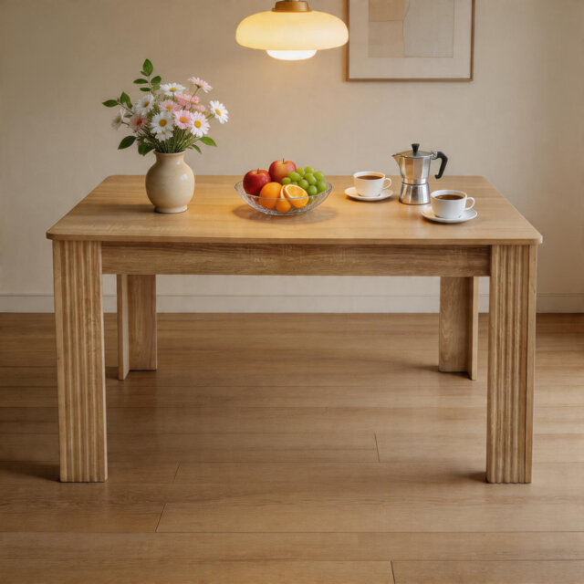 4 Seater MDF Dining Table, Modern Rectangle Wooden Kitchen Dining Room Table, Heavy Duty 130KG Load Small Coffee Table, Easy Assembly Dinner Furniture