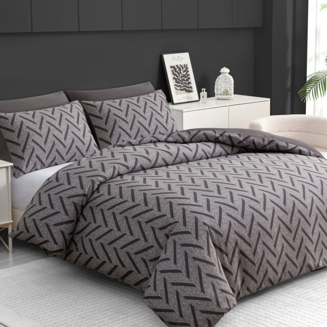 Double Brushed Microfiber Duvet Cover Set Reversible Design with Zipper Closure and Corner Ties