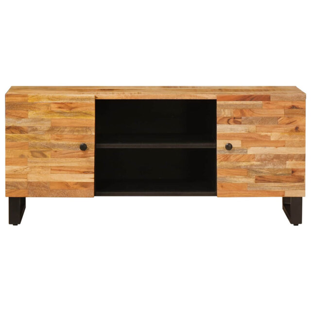 TV Cabinet With Storage Brown Solid Mango Wood Living Room Furniture