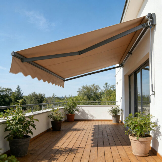 Retractable Patio Awning with Polyester Cover ,Door Canopy,Window Awning,Freestanding Awning