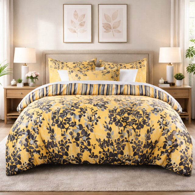 Microfiber Floral Duvet Cover Set