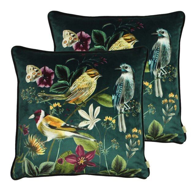 Midnight Garden Bird Polyester Filled Cushion Twin Pack