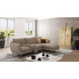 Modern L-Shape Corner Sofa Kimo with Silver Metal Legs
