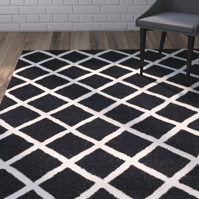 Charleigh Textured Hand Tufted Wool Black/Ivory Rug