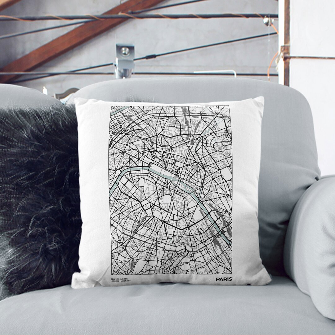 Map Paris France Scatter Cushion by Wayfair
