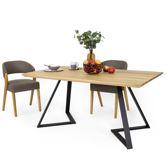 Carliana Oak Metal Base Dining Table