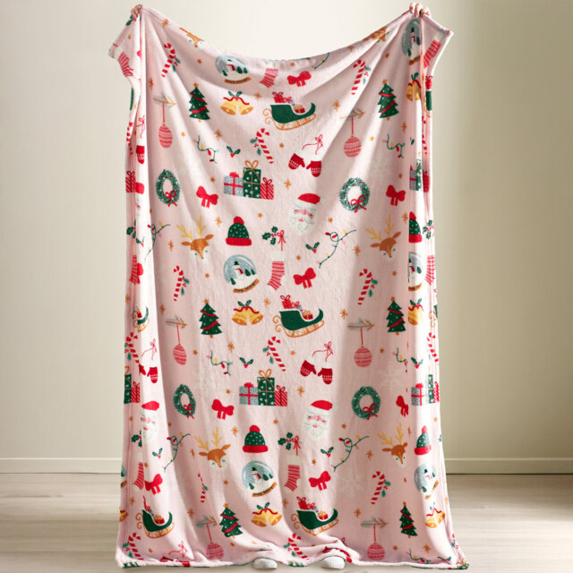 Christmas Happy Holidays Cosy Fleece 130x170cm Blanket Throw