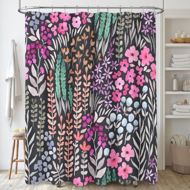 Wildflower Boho Cottagecore Polyester Shower Curtain Set