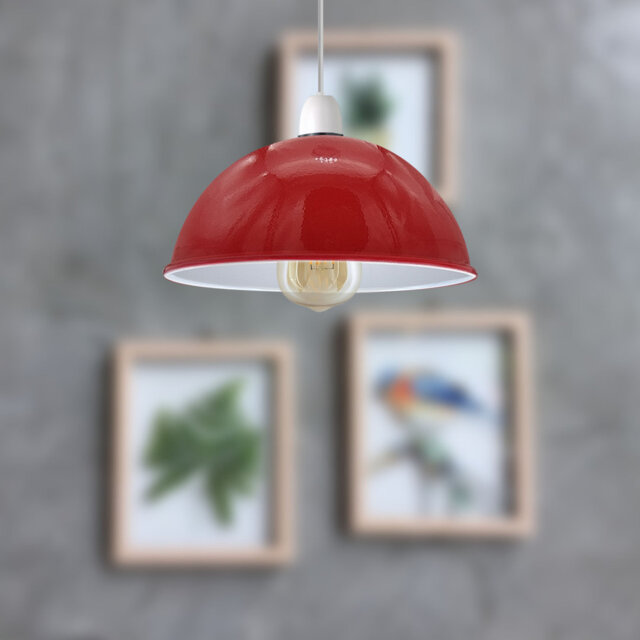 Arminia 14cm H x 30cm W Metal Dome Lamp Shade ( Uno ) in Burgundy