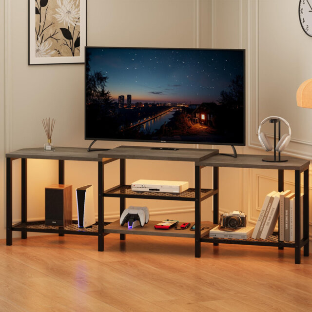 "Unfinished TV Stand for TVs up to 75"" with Fireplace Included"