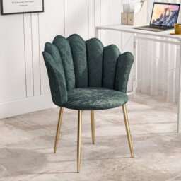 Modern Armchair Tub Chair, Chenille Vanity Dressing Table Chair With Curved High Back And Gold Plating Metal Legs For Bedroom, Living Room, Dressing R