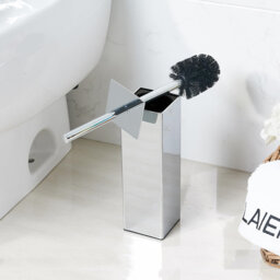 Stand Toilet Brush Holder For Bathroom And Hotel,Stainless Steel Material,Chrome,Silver