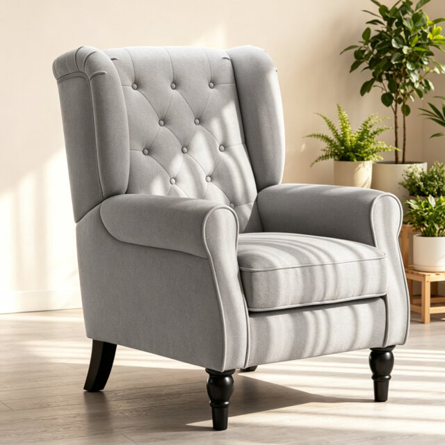 Wingback Accent Chair, Retro Upholstered Button Tufted Occasional Chair For Living Room And Bedroom,