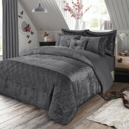 Santiago 3 Piece Crushed Velvet Duvet Cover Set Ultra Soft Luxurious and Easy Care Bedding