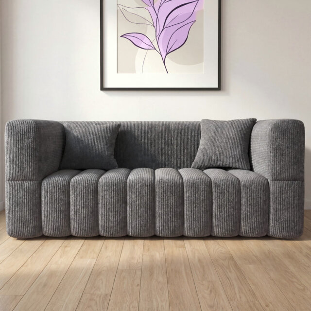 High-Resilience Foam Corduroy 2-Seater Art Sofa with Oversized Arms and Deep Supportive Backrest