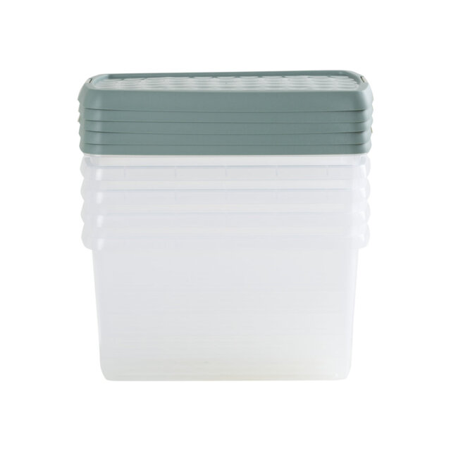 Wham Clip Rectangular Plastic Storage Boxes with Secure Clip Lock Lids Clear/Green Milieu/Stone