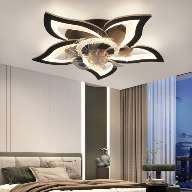 Ceiling fan with light and remote control Black 48W 3 color temperatures 6-speed