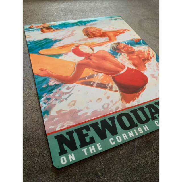 Newquay Cornish Coast GWR Metal Travel Wall DÃ©cor