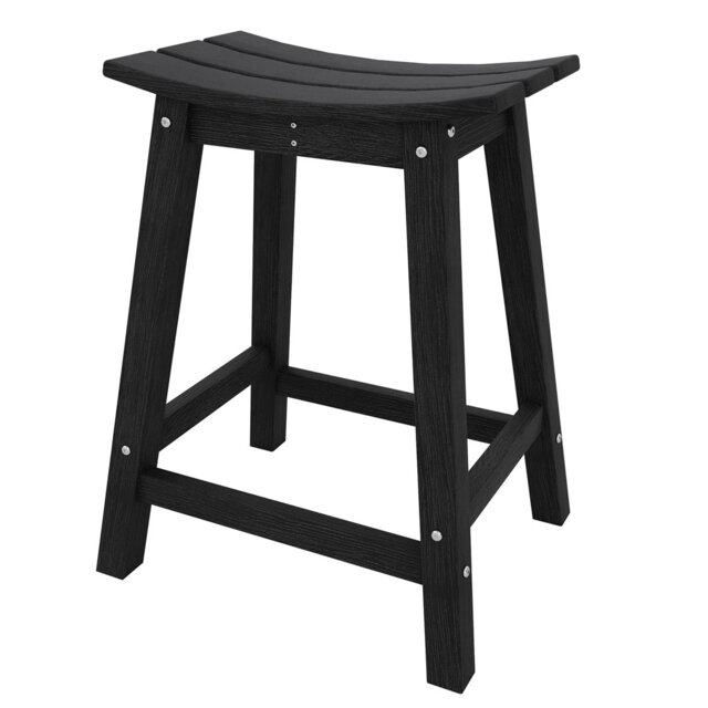 Weatherproof HDPE Outdoor Bar Stool â Heavy Duty Resin Patio Counter Height Chair with Footrest, All-Weather Tall Adirondack Design â Black, 2-Pac