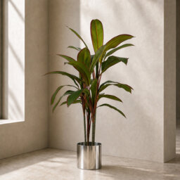 Artificial Realistic Palms Faux Moss Tree in Metal Planter