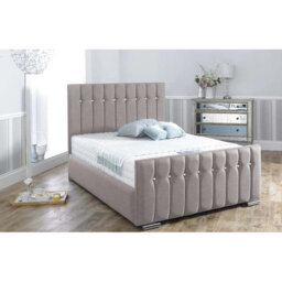 Mongo Upholstered Bed Frame - Plush Velvet Bed with Padded Headboard and Sprung Slats