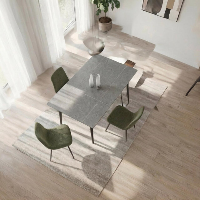 5 Piece Cream Marble Effect Dining Table & Chairs Set