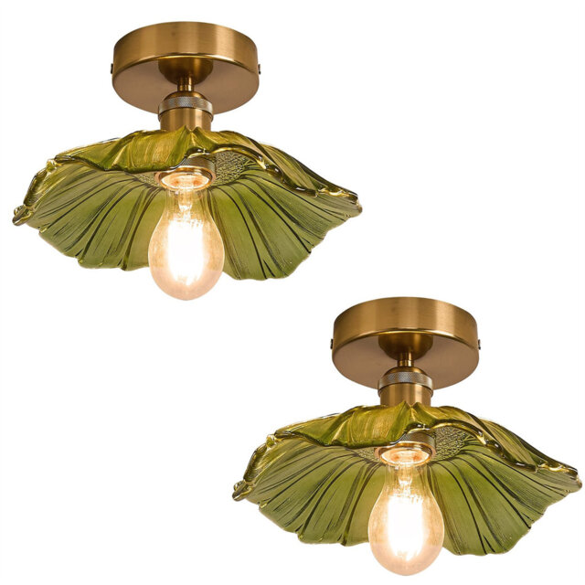 2 Pack Chandelier, Flush Mount Ceiling Light, Clear Glass Shade Light Fixture, 1 Light Lighting Fixture For Bedroom,Dining Room,Kitchen, Hallway