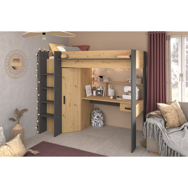 Vermont European Single (90 X 200 Cm) High Sleepers with Storage Included with Desk Included