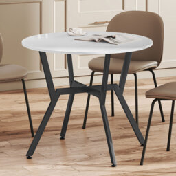 Lamberto Round Metal Base Dining Table