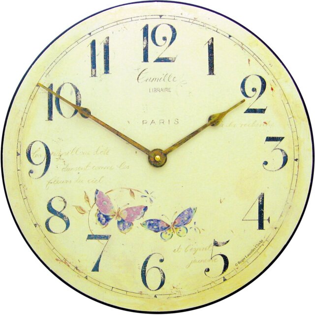 Butterfly Motif Wall Clock - 36cm