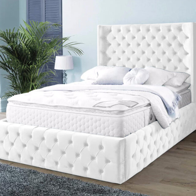 Buckingham Chesterfield Velvet Upholstered Bed Frame - Deep Button, Sprung Slats