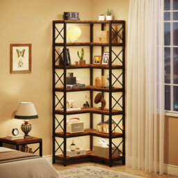 Alvester 200cm H x 60cm W Steel Corner Bookcase