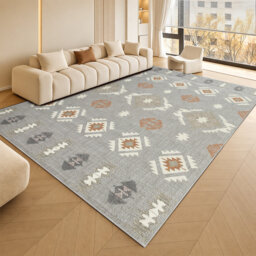 Aspire Homeware Grey Geometric Area Rug Modern Indoor Flatweave Carpet