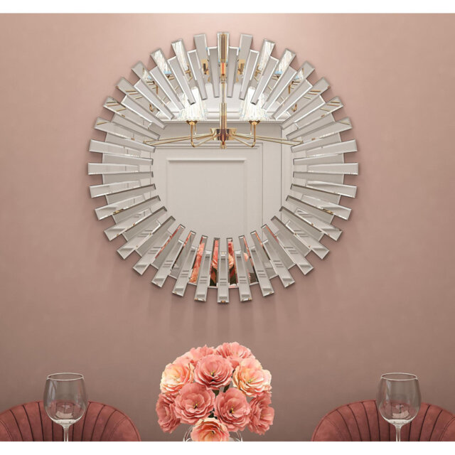 Axentie Round Wall Accent Mirror Hallway Sunburst Mirror