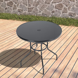Hegel Round Metal Outdoor Bistro Table With Umbrella Hole , 80cm cm W 80cm cm D