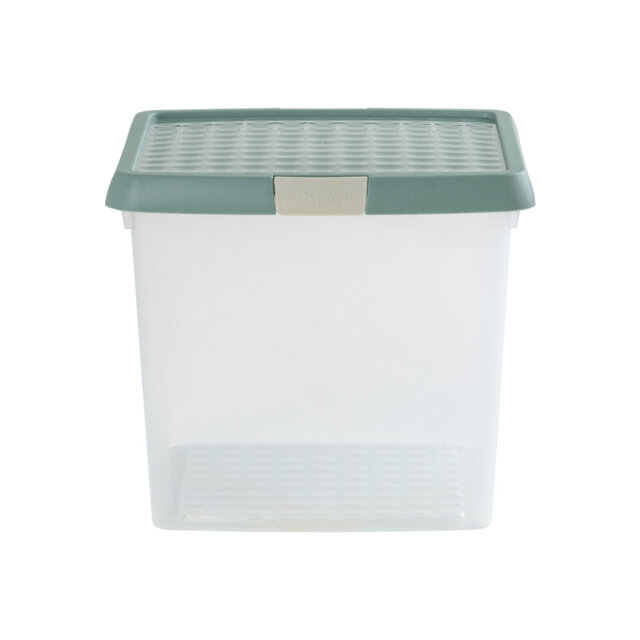 Wham Clip 14L Square Plastic Storage Boxes with Secure Clip Lock Lids. L:29 x W:29 x H:26cm Clear/Stone/Slate Grey