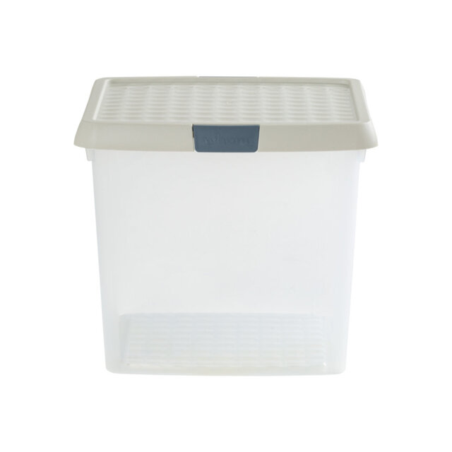 Wham Clip 14L Square Plastic Storage Boxes with Secure Clip Lock Lids. L:29 x W:29 x H:26cm Clear/Stone/Slate Grey