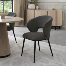 Anjelita UPHOLSTERED DINING CHAIR - BLACK SAND POWDER COATED LEGS (PAIR)