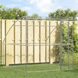 Dog Kennel With Storage Silver Galvanised Steel Pet Enclosure Housing