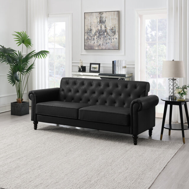 Lemoyne 167Cm Velvet Scroll Arms Sofa
