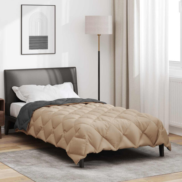 Winter Duvet Anthracite And Taupe Microfiber