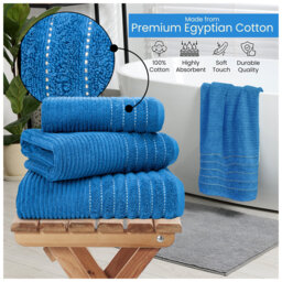 Premium Ribbed Cotton Bathroom Towel Collection, Soft & Plush, Fast Absorbing Hand, Bath Towels & Bath Sheets - 2 Pack