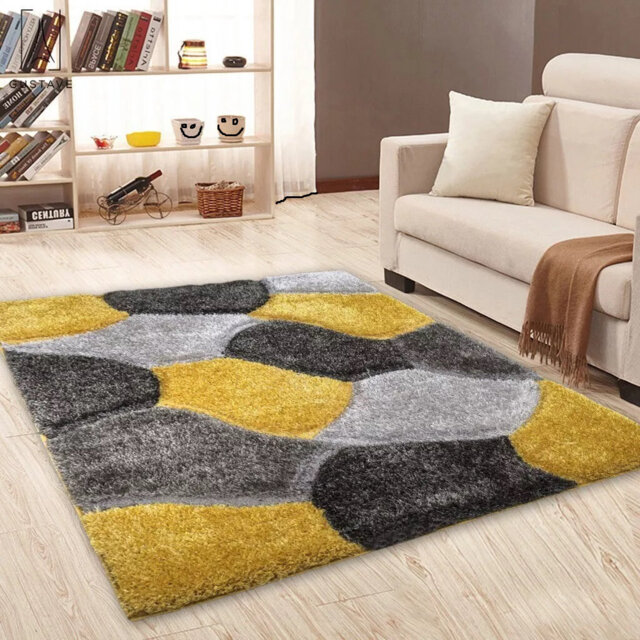 Modern 3D Shaggy Rugs Geometric Carved Design Large Area Rugs Soft Thick Fluffy Rug For Living Room Bedroom Small Floor Mats