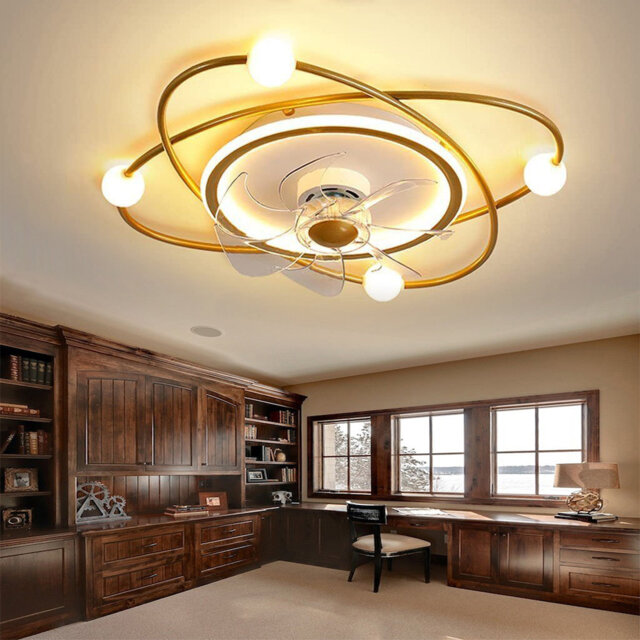 Modern ceiling fan with light, 55cm Dimmable LED ceiling fan light, 42W Timed ceiling fan with light for living room and dining room