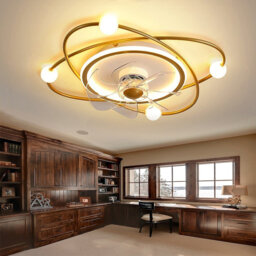Modern ceiling fan with light, 55cm Dimmable LED ceiling fan light, 42W Timed ceiling fan with light for living room and dining room
