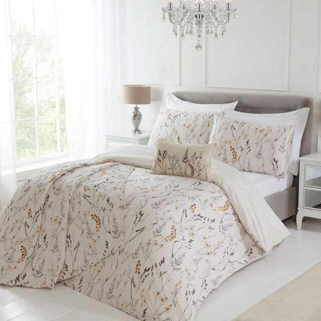 Becky Natural Floral 100% Cotton Duvet Set
