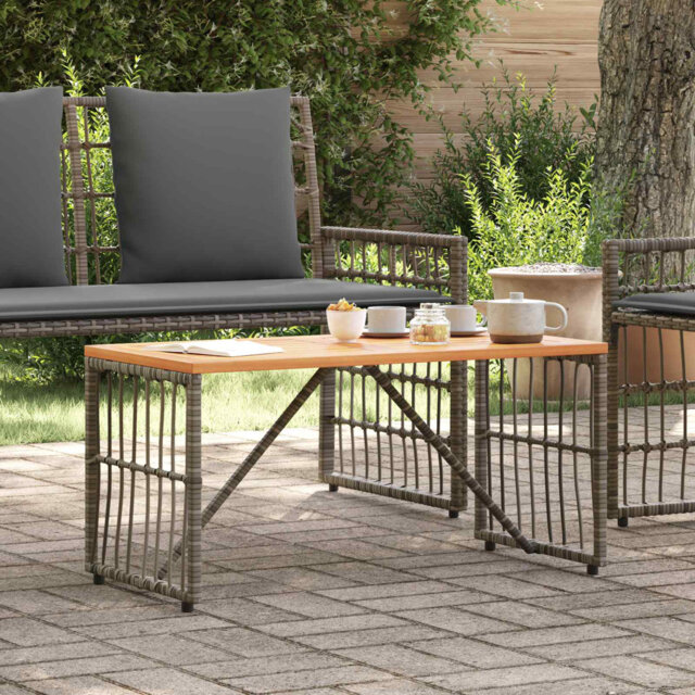 Outdoor Table Powder-Coated Steel Garden Patio Terrace Furniture Acacia